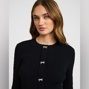 NWT Express Airy Soft Skimming Ribbed Bow Button Cardigan - size XS